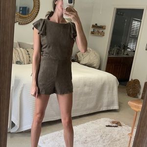 Olive Green Suede Romper